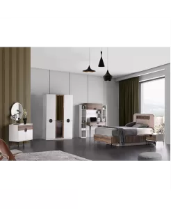 Vize Soft Genç Odası Tk (3 Kapılı Dolap+Komodin+Şifoniyer+Ş.Ayna+Ç.Masa+Bazalı Karyola 120&#039;lik)