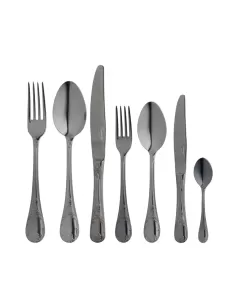CULINACHEF Hepburn 84 Parça Sandıklı Çatal Kaşık Bıçak Takımı Titanyum Full Siyah
