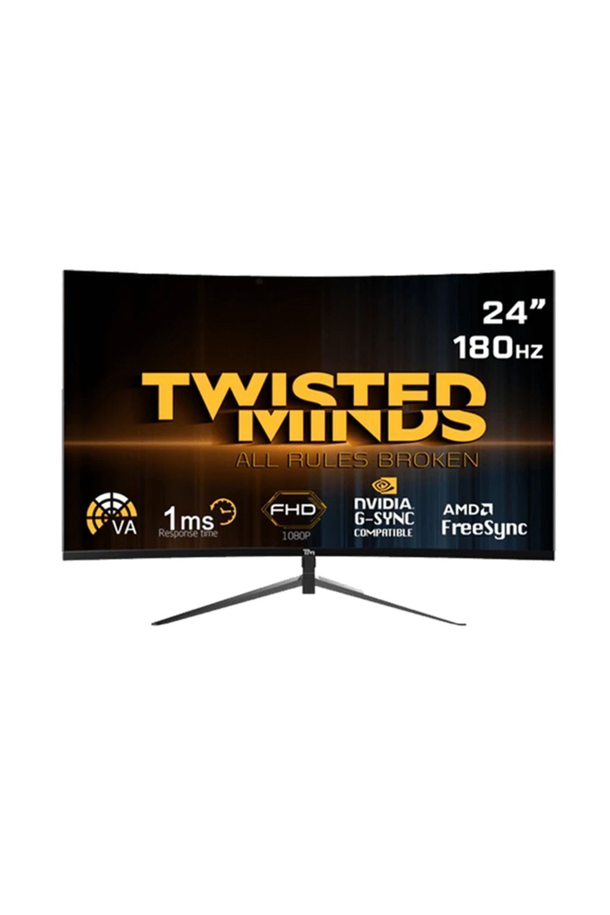 Twısted Mınds 23.8" Tm24rfa Fhd 180hz 1ms Hdmı Dp Kavisli Adaptıve Sync Çerçevesiz Gamıng Monitör