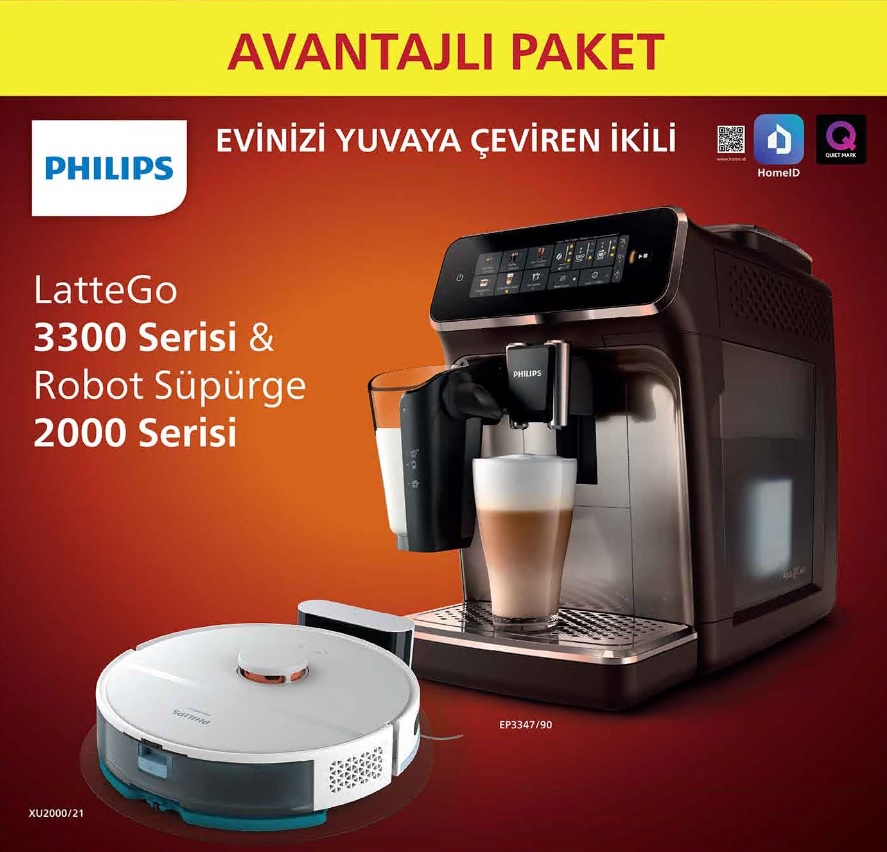 Philips Xu2000/21 Robot Süpürge &amp; Ep3347/90 Otomatik Espresso Makinesi İkili Paket