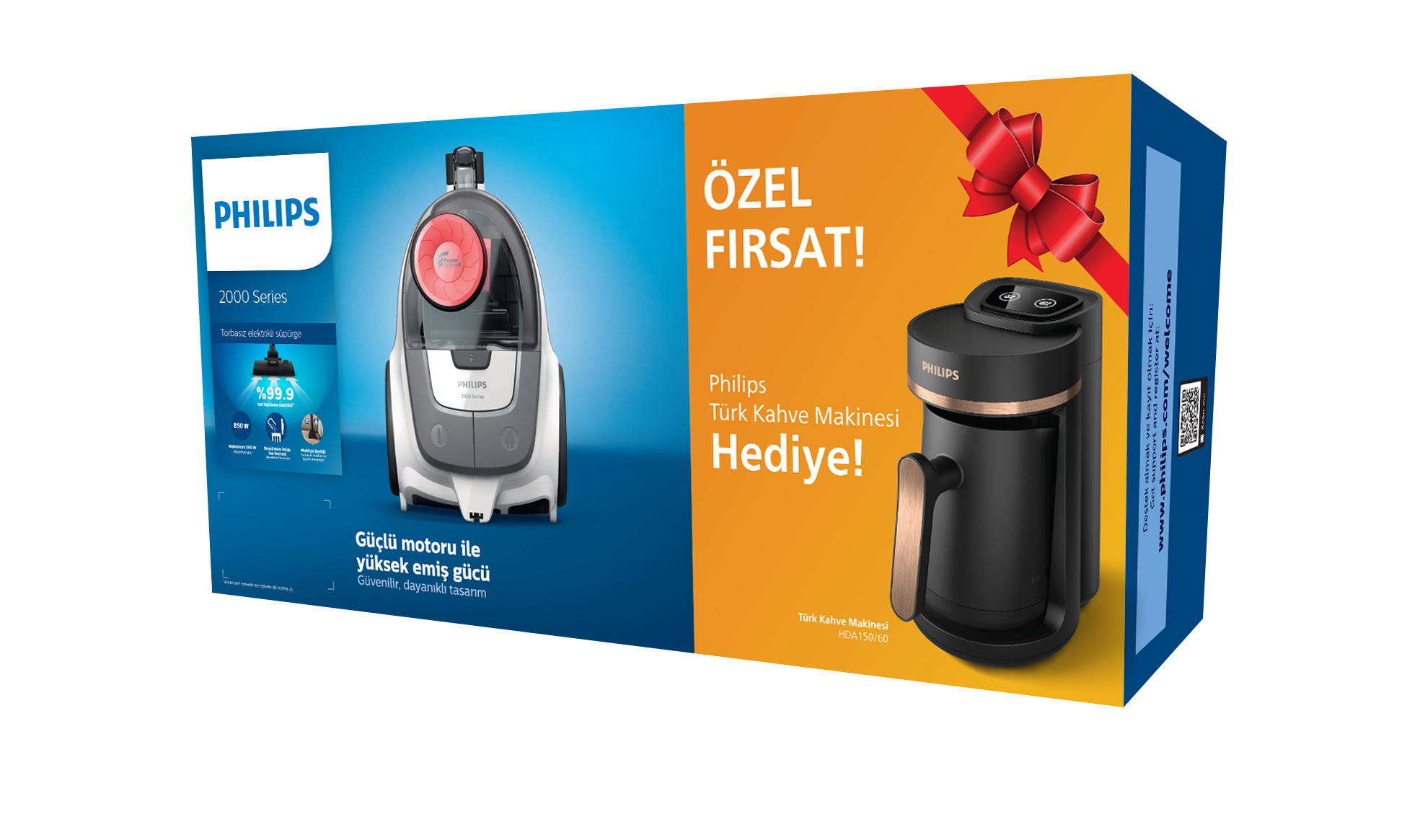 Philips Xb2142/09 Toz Torbasız Süpürge &amp; Türk Kahve Makinesi İkili Paket