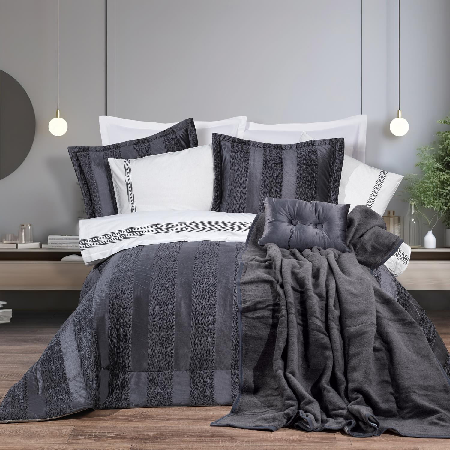 Schafer Home Diamond Çeyiz Seti 11 Parça Antrasit (Yorgansız)
