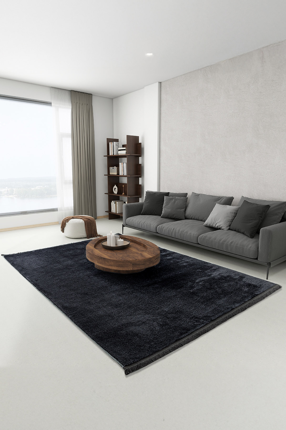 Sevenhıll Hall Dream Peluş Halı 6 Li set Antrasit 